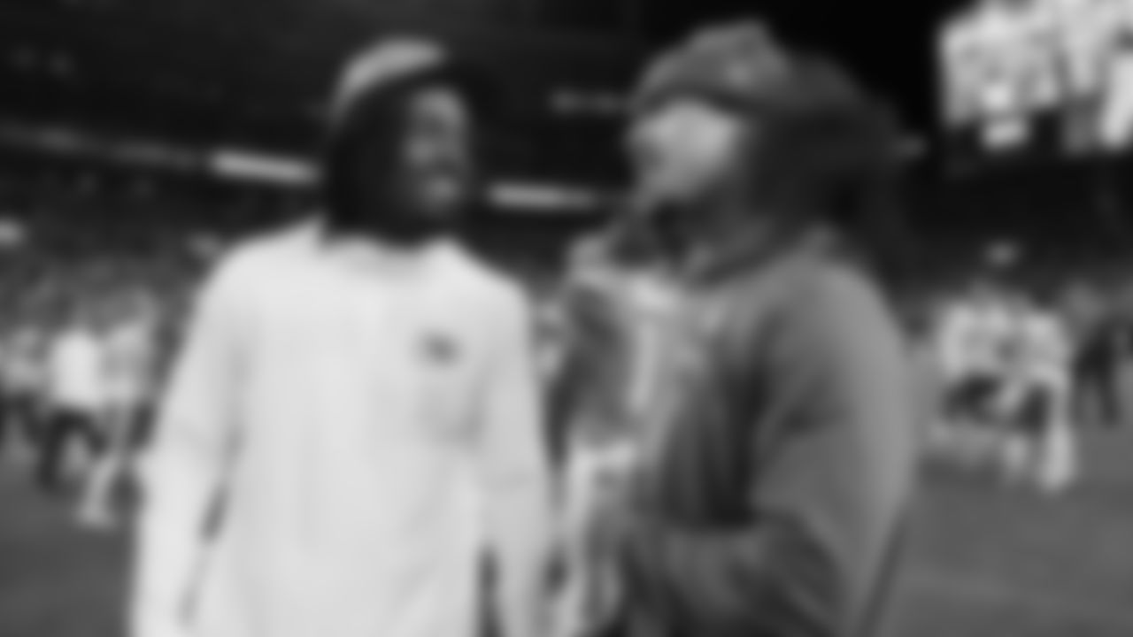 Kansas City Chiefs wide receiver Jalen Royals (11) and Broncos wide receiver Kyrese Rowan after a week 11 NFL Football game against the Denver Broncos on Sunday, November 16, 2025 in Denver, Colorado.