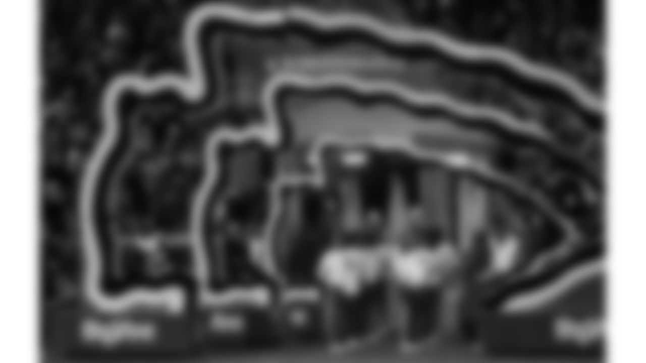 Kansas City Chiefs Cheerleaders enter the field prior to a week 14 NFL Football game against the Houston Texans on Sunday, December 7, 2025 in Kansas City, MO.