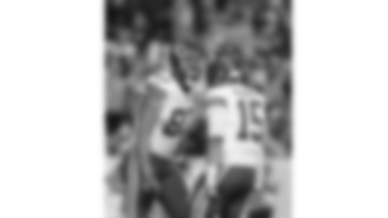 Kansas City Chiefs tight end Travis Kelce (87) and quarterback Patrick Mahomes (15) celebrate a touchdown during a week 11 NFL Football game against the Denver Broncos on Sunday, November 16, 2025 in Denver, Colorado.