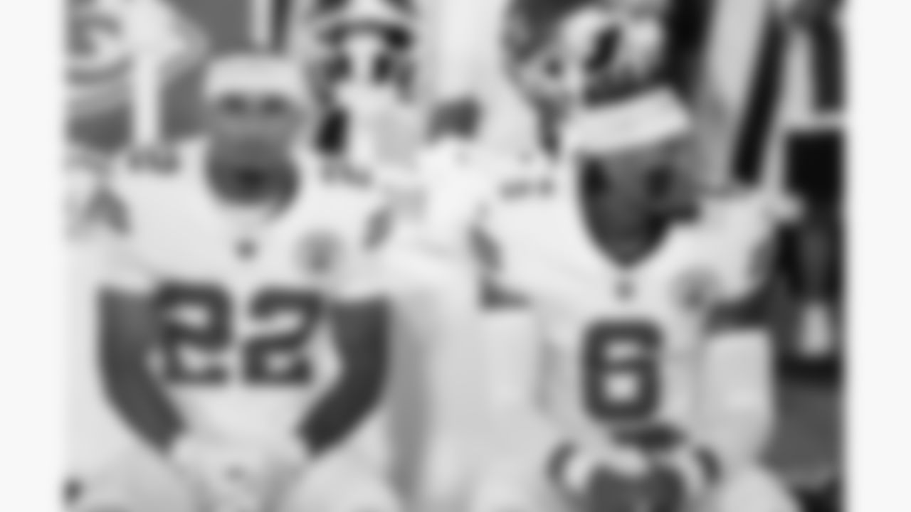 Kansas City Chiefs cornerback Trent McDuffie (22) and safety Bryan Cook (6) look on from the bench prior to the week 5 NFL football game against the Jacksonville Jaguars, Monday, October 6, 2025 in Jacksonville, FL.