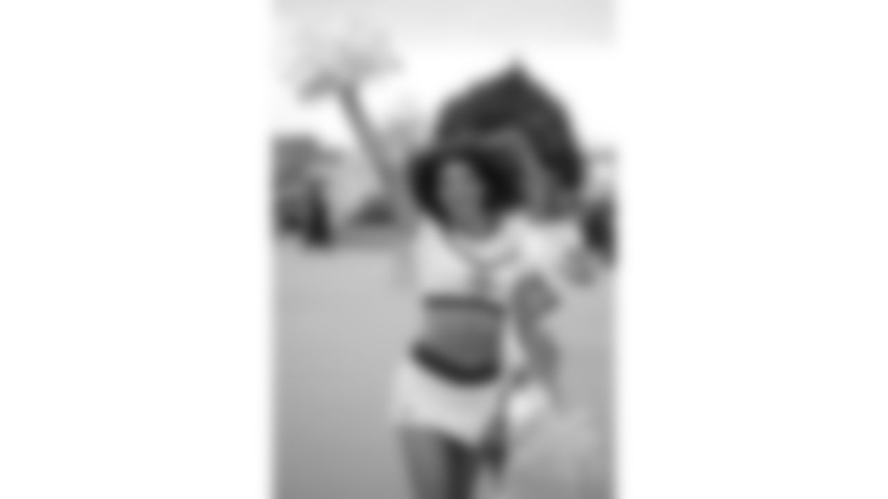 A Kansas City Chiefs Cheerleader prior to the week 6 NFL football game against the Detroit Lions, Sunday, October 12, 2025 in Kansas City, MO.