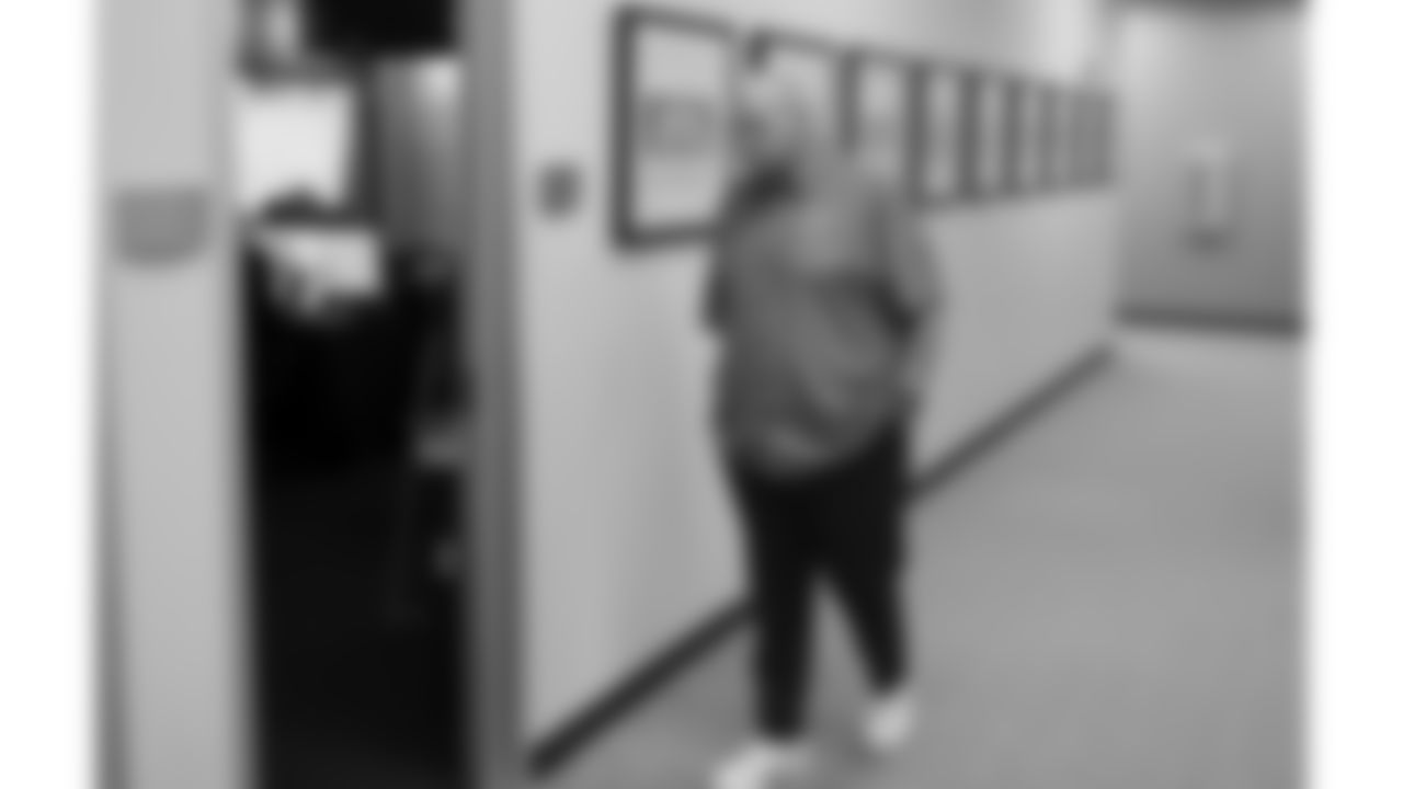 Kansas City Chiefs Head Coach Andy Reid enters the draft room during the first round of the 2025 NFL Draft on Thursday, April 24, 2025 in Kansas City, MO.