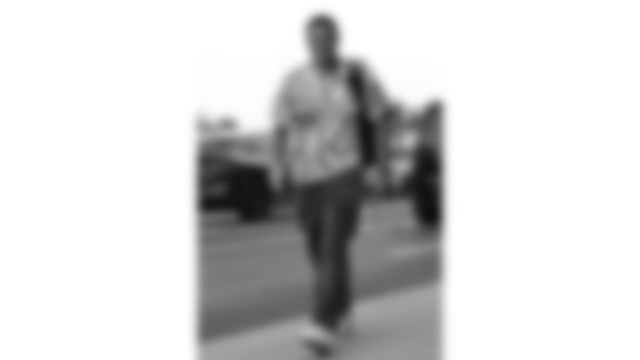 Kansas City Chiefs linebacker Brandon George (50) arrives prior to a week 6 NFL Football game against the Detroit Lions on Sunday, October 12, 2025 in Kansas City, MO.