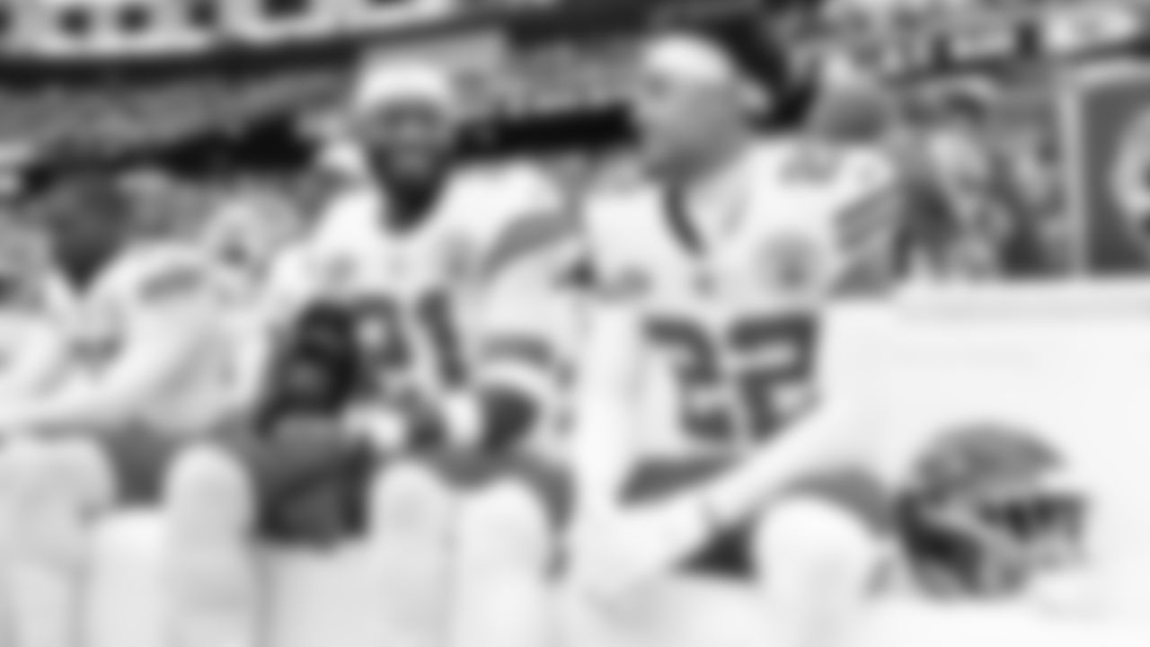 Kansas City Chiefs safety Mike Edwards (21) and cornerback Trent McDuffie (22) prior to the regular season Week 15 NFL Football Game in Foxborough, MA on Sunday, December 17, 2023.