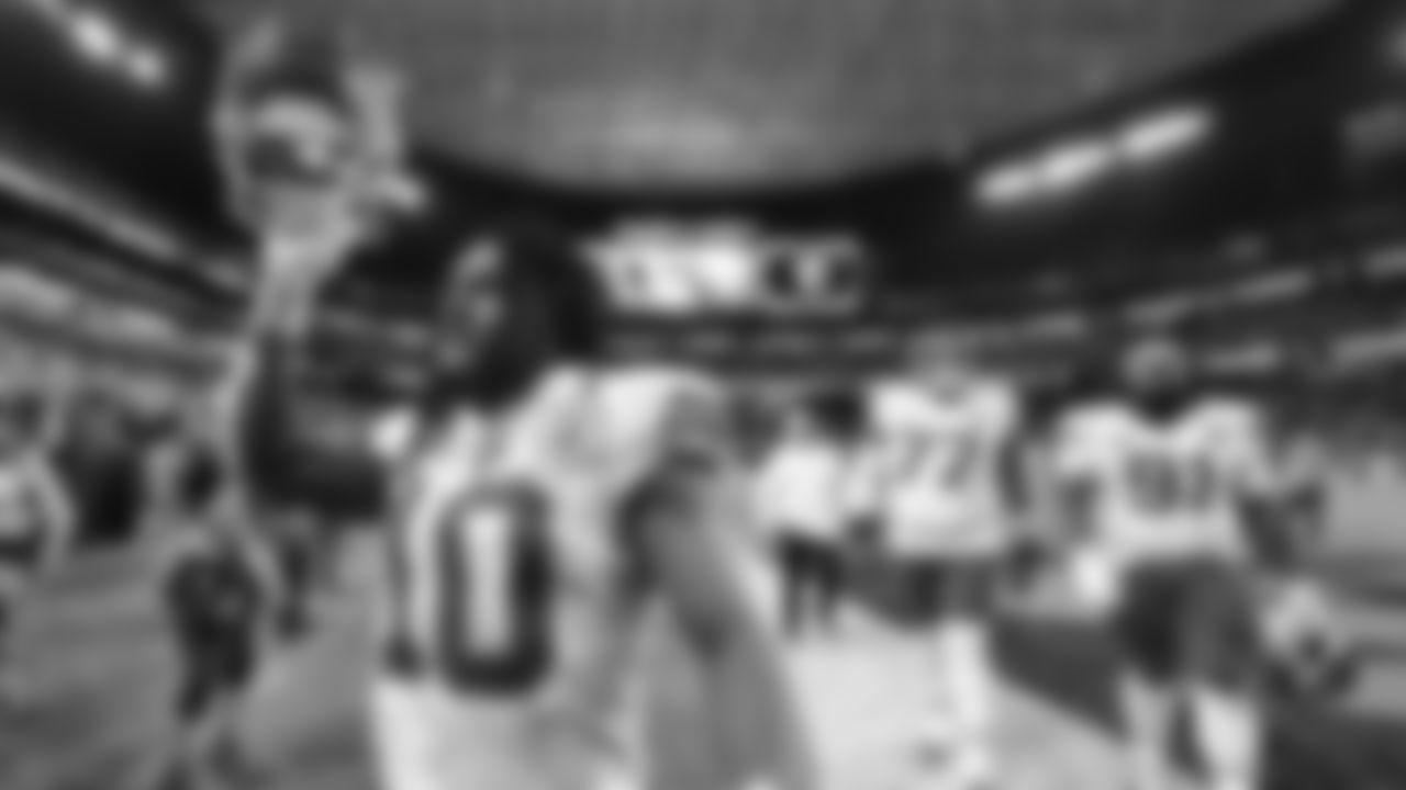 Kansas City Chiefs running back Isiah Pacheco (10) after the week 12 NFL football game against the Las Vegas Raiders, November 26, 2023 in Las Vegas.