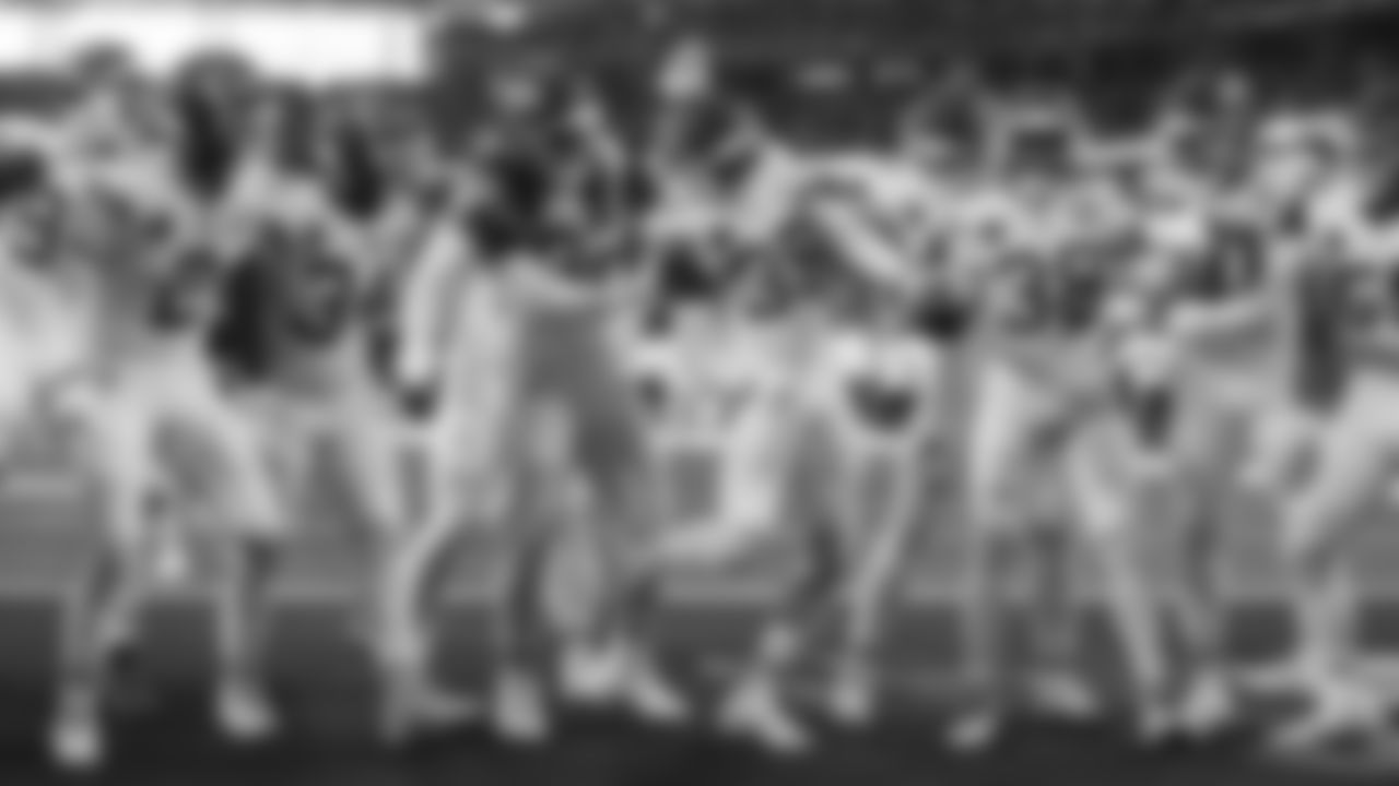 Kansas City Chiefs cornerback Jaylen Watson (35) celebrates an intercepted ball during a week 13 NFL Football game against the Dallas Cowboys on Thursday, November 27, 2025 in Dallas, Texas.