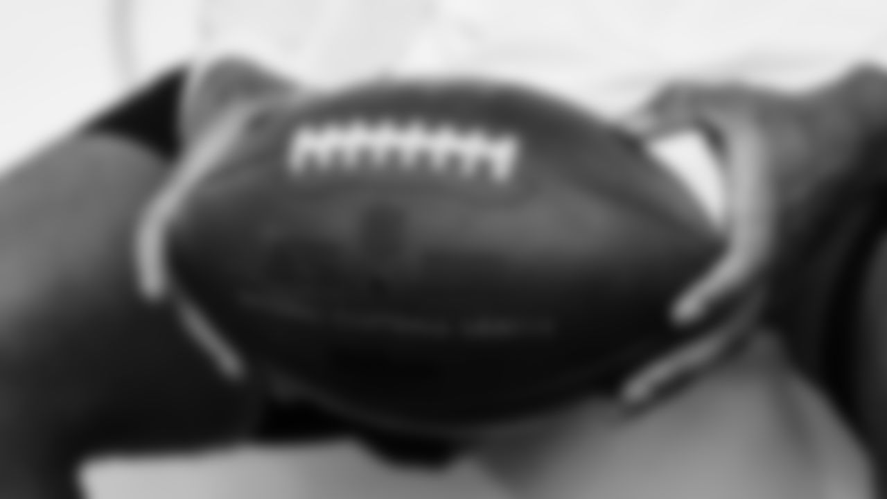 A football prior to a week 5 NFL football game against the Jacksonville Jaguars, Monday, October 6, 2025, in Jacksonville, FL.
