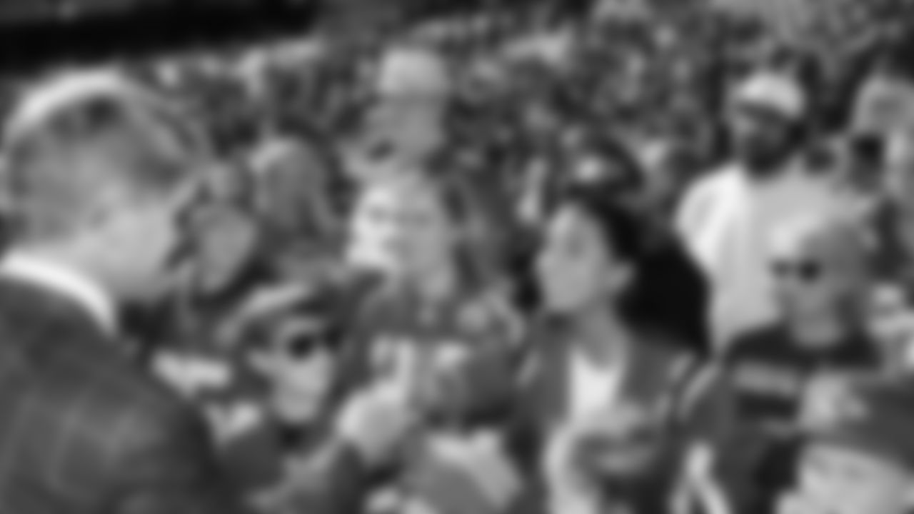 Kansas City Chiefs Chairman, CEO, and Owner Clark Hunt interacts with fans prior to a week 7 NFL Football game against the Las Vegas Raiders on Sunday, October 19, 2025 in Kansas City, MO.