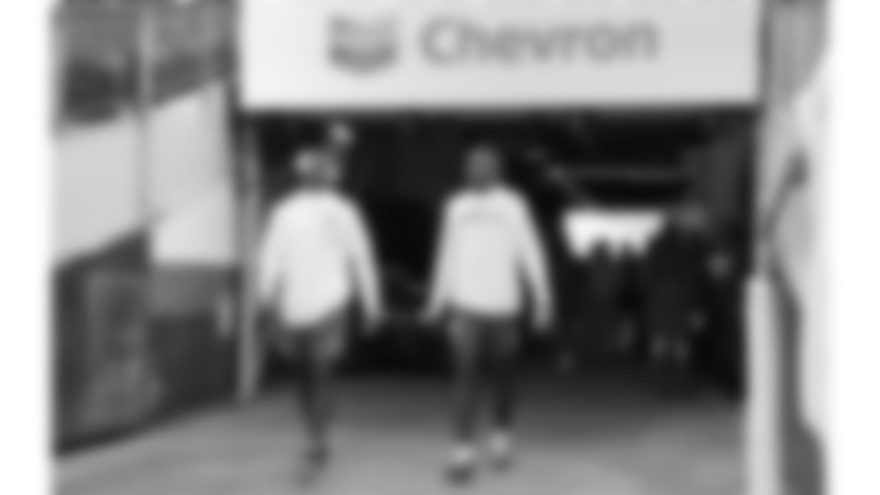 Kansas City Chiefs wide receiver Hollywood Brown (5) and Kansas City Chiefs wide receiver Rashee Rice (4) enter the field prior to a week 11 NFL Football game against the Denver Broncos on Sunday, November 16, 2025 in Denver, Colorado.