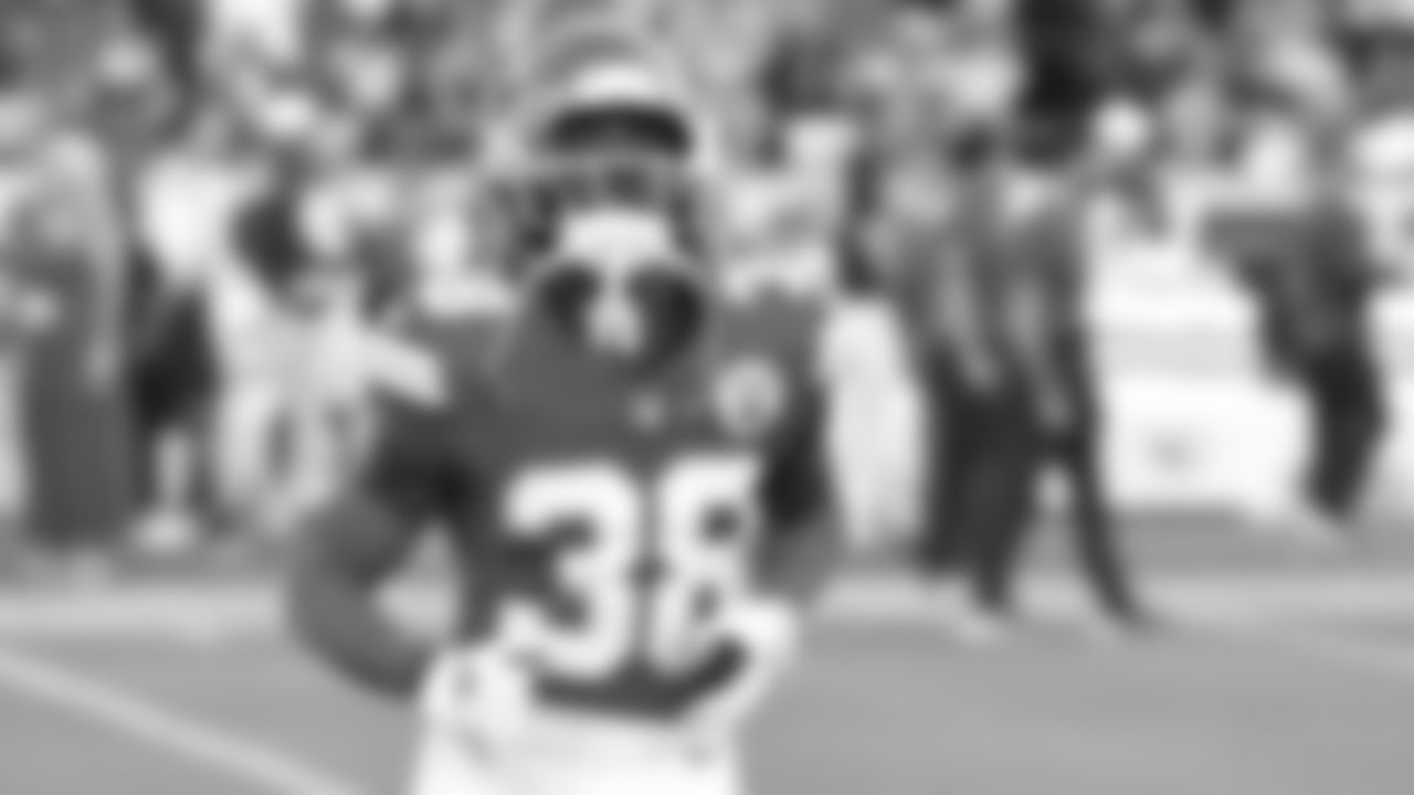 Kansas City Chiefs defensive back Kevin Knowles (38) warms up prior to a preseason week 3 NFL football game against the Chicago Bears, Friday, August 22, 2025 in Kansas City, MO.