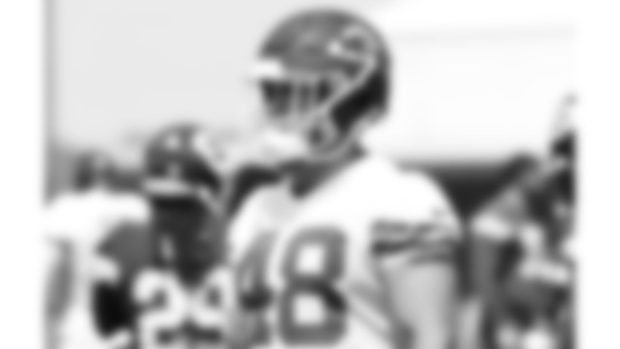 Kansas City Chiefs linebacker Cole Christiansen (48) practices during phase 3 of OTAs on Monday June 10, 2025 in Kansas City, MO.