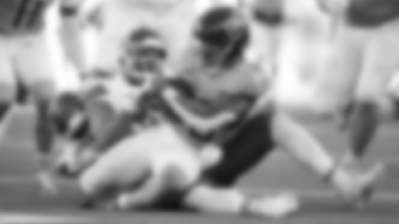 Kansas City Chiefs defensive tackle Jerry Tillery (99) makes a tackle during a week 16 NFL Football game against the Tennessee Titans on Sunday, December 21, 2025 in Nashville, Tennessee.