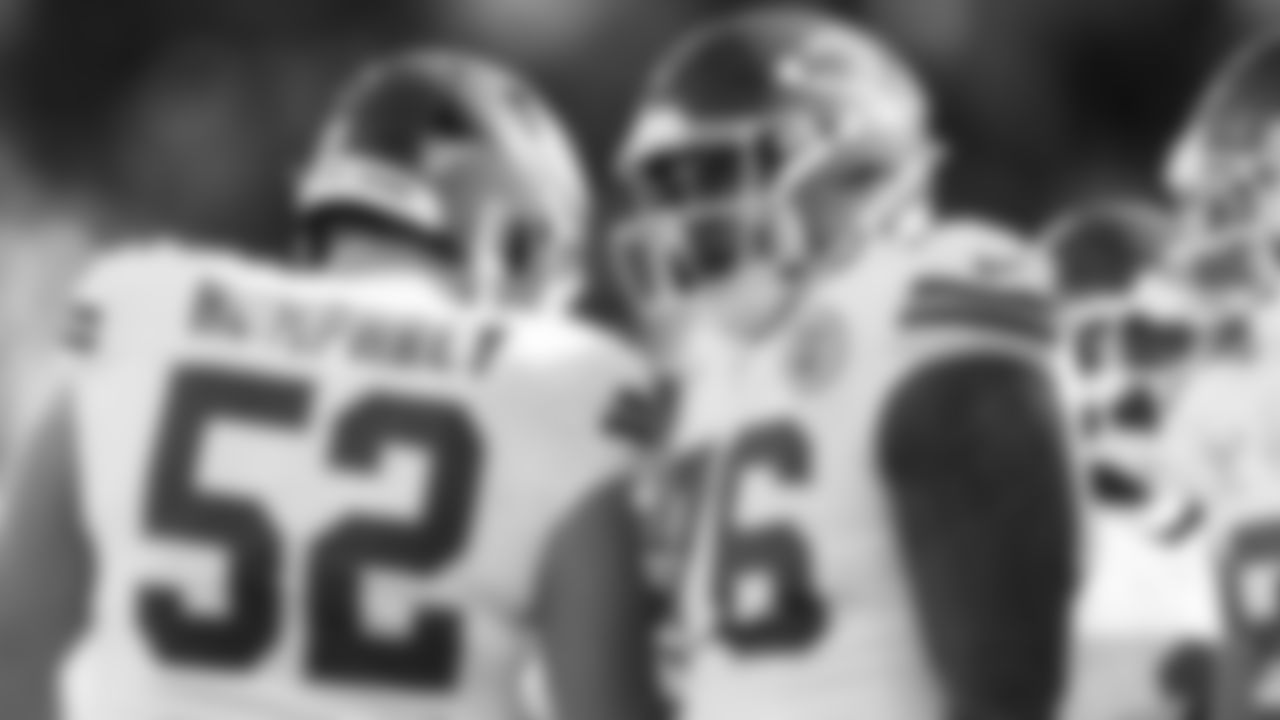 Kansas City Chiefs tackle Kingsley Suamataia (76) listens during the huddle during a week 16 NFL Football game against the Tennessee Titans on Sunday, December 21, 2025 in Nashville, Tennessee.