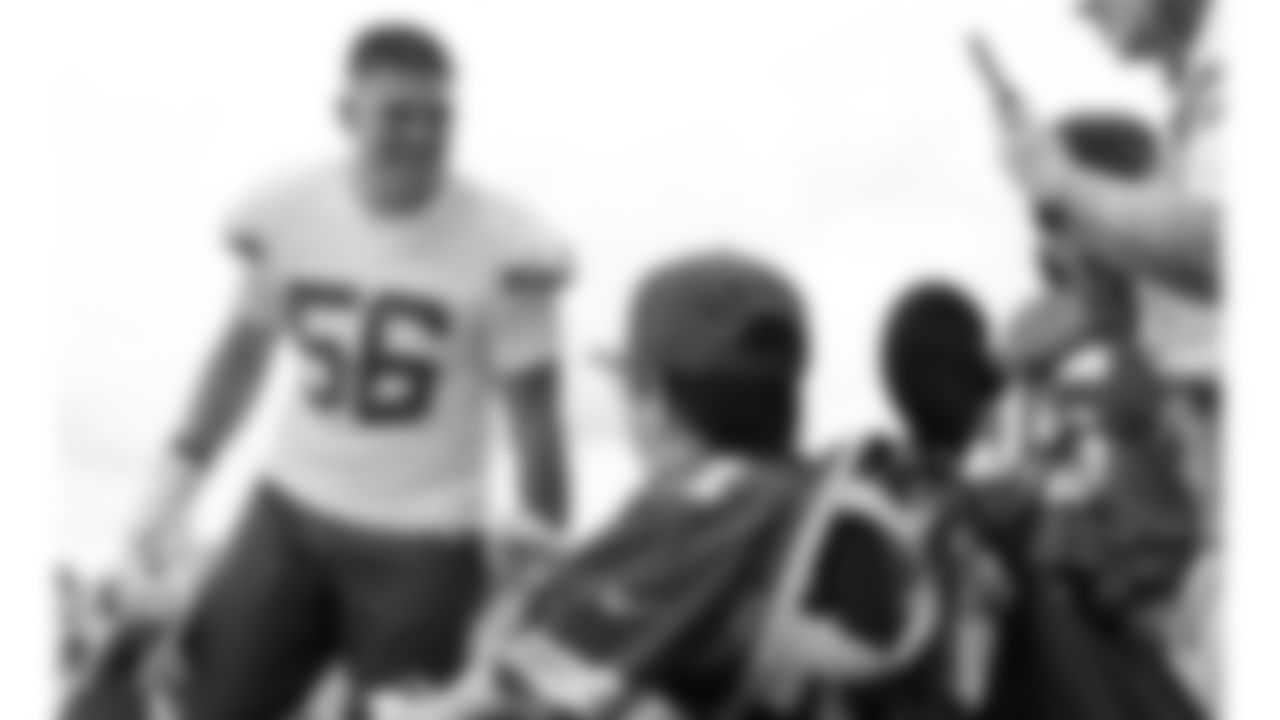 Josh "Turbo" Pham, a child battling an aggressive disease, visits practice during phase 3 of OTAs on Friday, June 13, 2025 in Kansas City, MO.