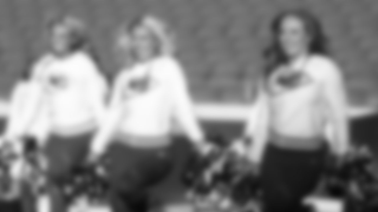 Kansas City Chiefs Cheerleaders before a week 7 NFL Football game against the Las Vegas Raiders on Sunday, October 19, 2025.