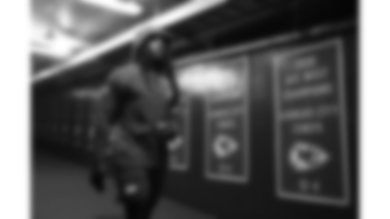 Kansas City Chiefs linebacker Nick Bolton (32) walks down the 50-yard tunnel prior to a week 8 NFL Football game against the Washington Commanders on Monday, October 27, 2025 in Kansas City, MO.