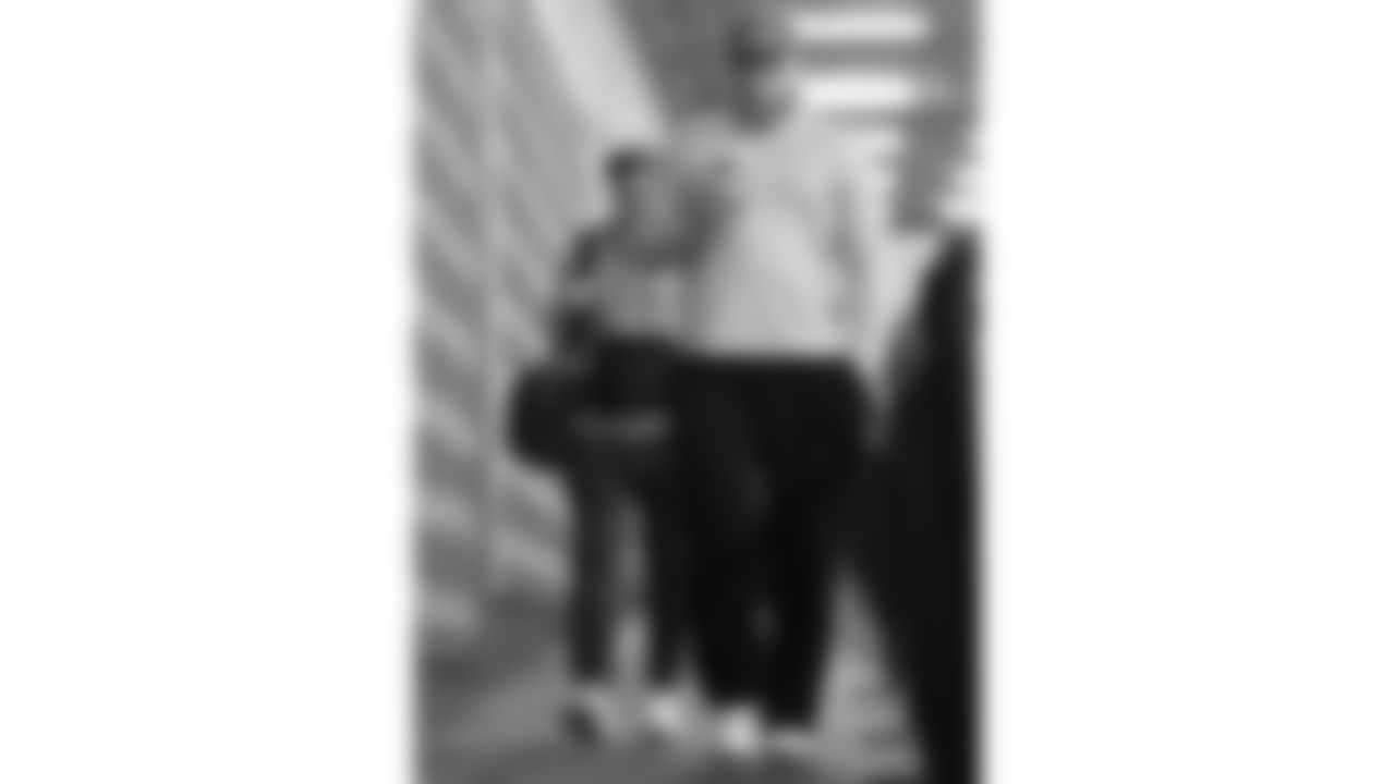 Kansas City Chiefs tackle Ethan Driskell (75) arrives prior to an NFL week 17 matchup against the Denver Broncos, Thursday, December 25, 2025.