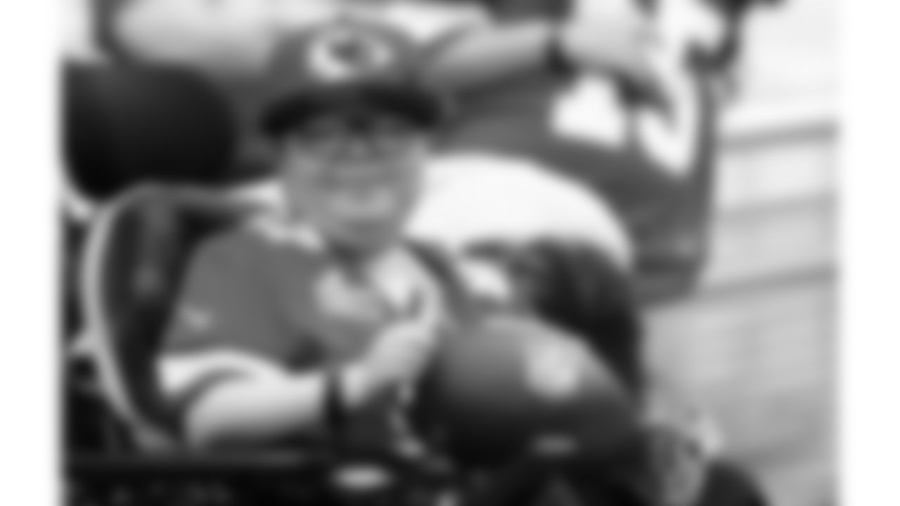 Josh "Turbo" Pham, a child battling an aggressive disease, visits practice during phase 3 of OTAs on Friday, June 13, 2025 in Kansas City, MO.