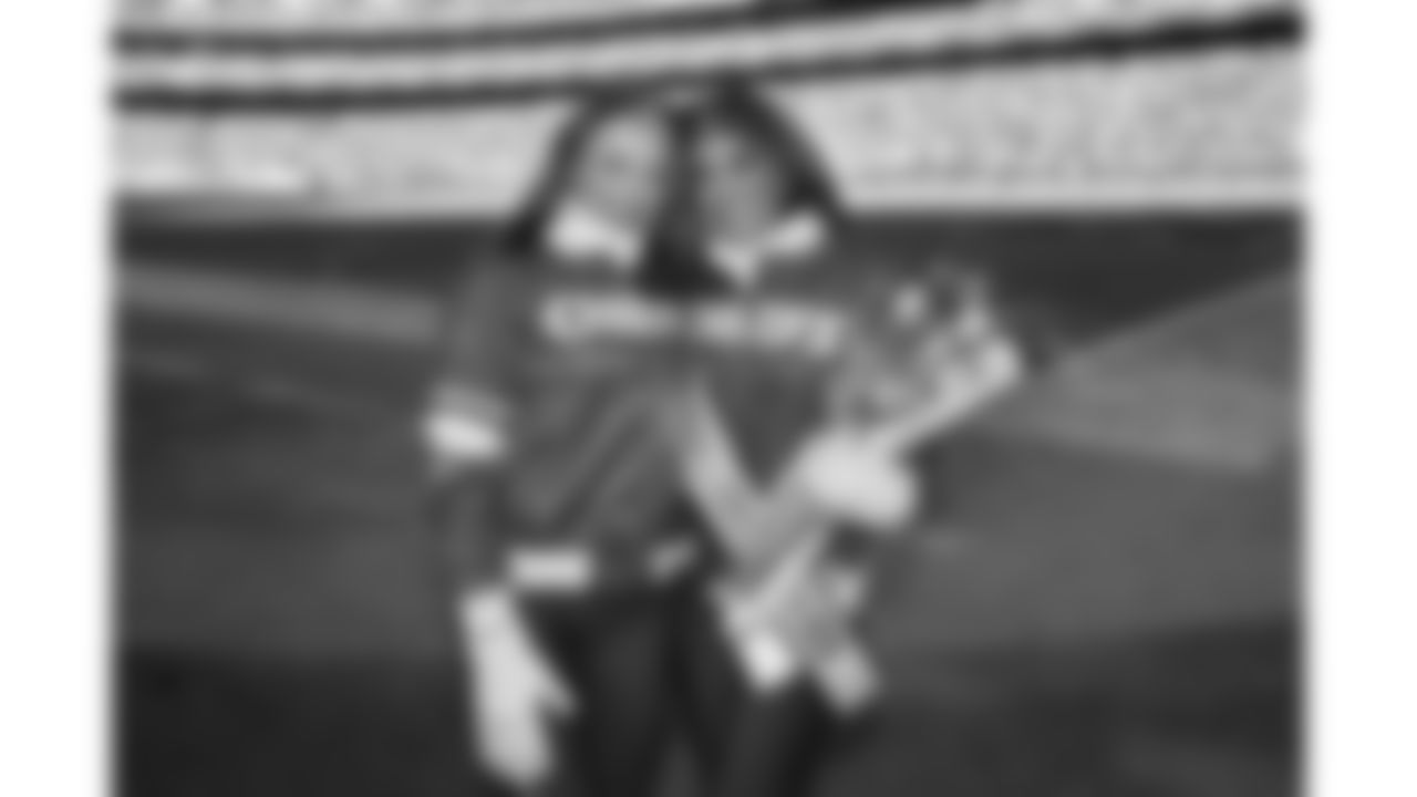 Kansas City Chiefs Cheerleader Sadie poses with the 2025 Pro Bowl Cheerleader Katie after being announced as the 2026 Pro Bowl Cheerleader during a week 15 NFL Football game against the Los Angeles Chargers on Sunday, December 14, 2025 in Kansas City, MO.