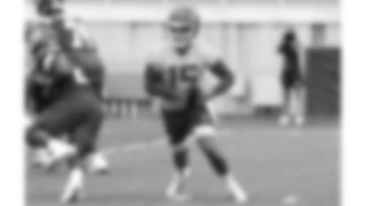 Kansas City Chiefs quarterback Patrick Mahomes (15) practices during phase 3 of OTAs on Tuesday June 17, 2025 in Kansas City, MO.