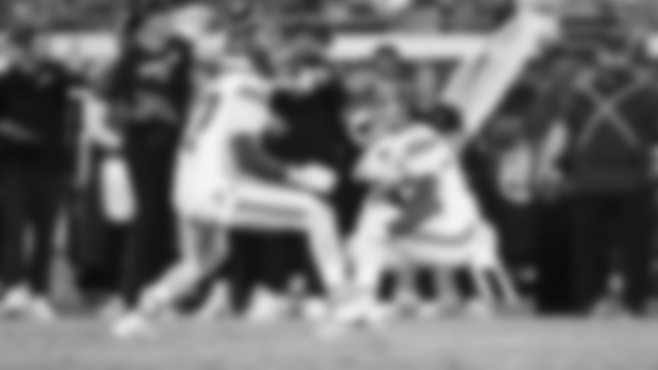 Kansas City Chiefs cornerback Trent McDuffie (22) intercepts the ball during the week 5 NFL football game against the Jacksonville Jaguars, Monday, October 6, 2025 in Jacksonville, FL.