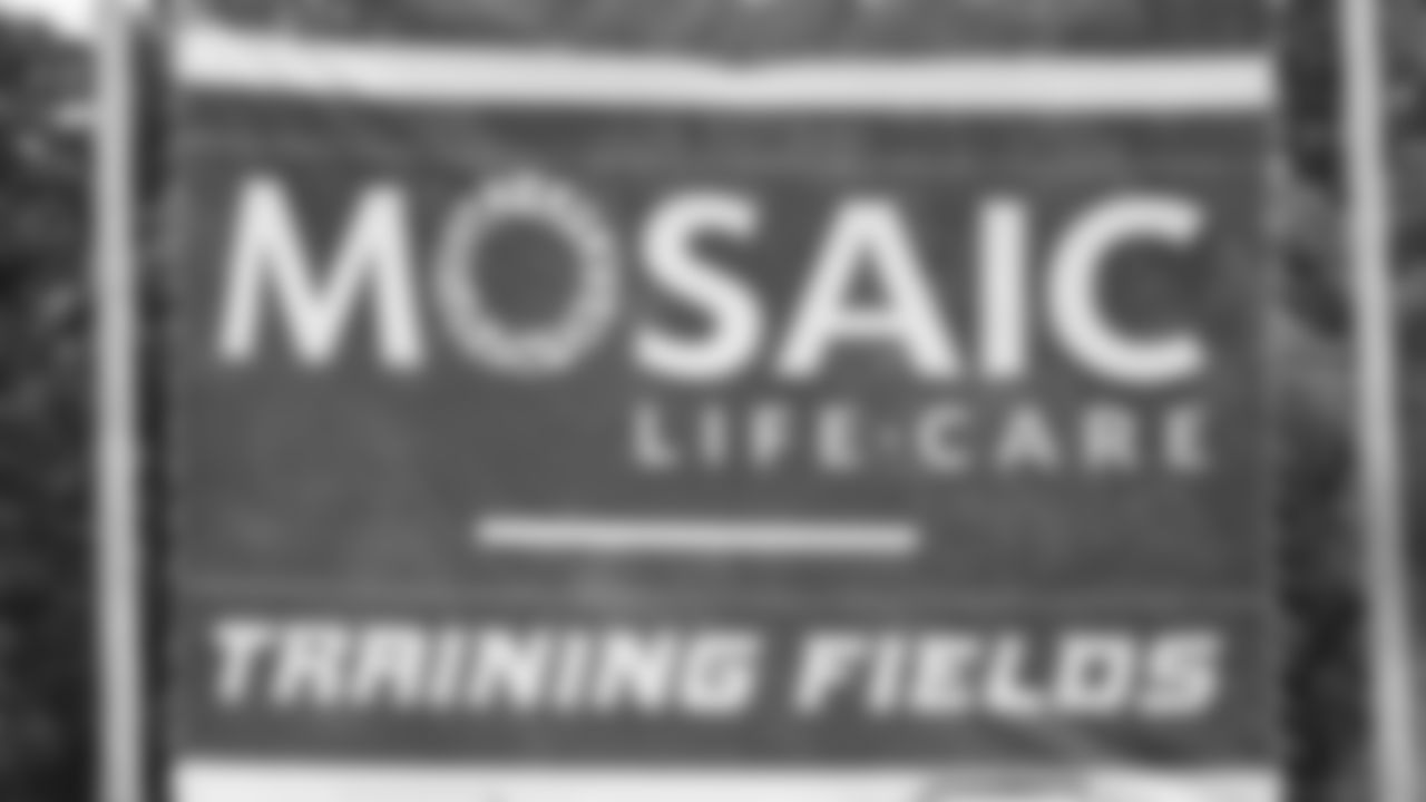 Mosaic Sign at training camp during day 3 of training camp on Thursday July 24, 2025