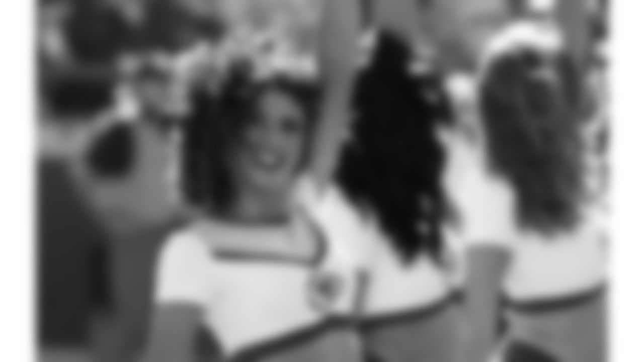 A Kansas City Chiefs Cheerleader on the field during a week 7 NFL Football game against the Las Vegas Raiders on Sunday, October 19, 2025.