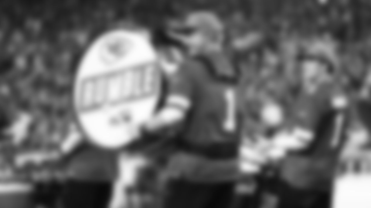 Rumble before a week 8 NFL football game against the Washington Commanders, Monday, October 27, 2025, in Kansas City, MO.