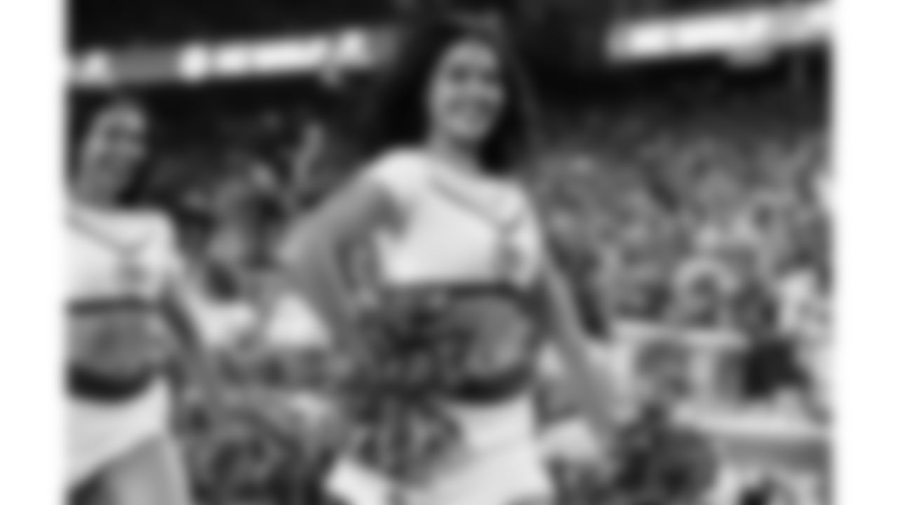 A Kansas City Chiefs Cheerleader prior to the week 6 NFL football game against the Detroit Lions, Sunday, October 12, 2025 in Kansas City, MO.