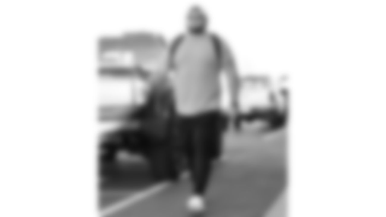 Kansas City Chiefs center Creed Humphrey (52) arrives prior to a week 7 NFL Football game against the Las Vegas Raiders on Sunday, October 19, 2025 in Kansas City, MO.