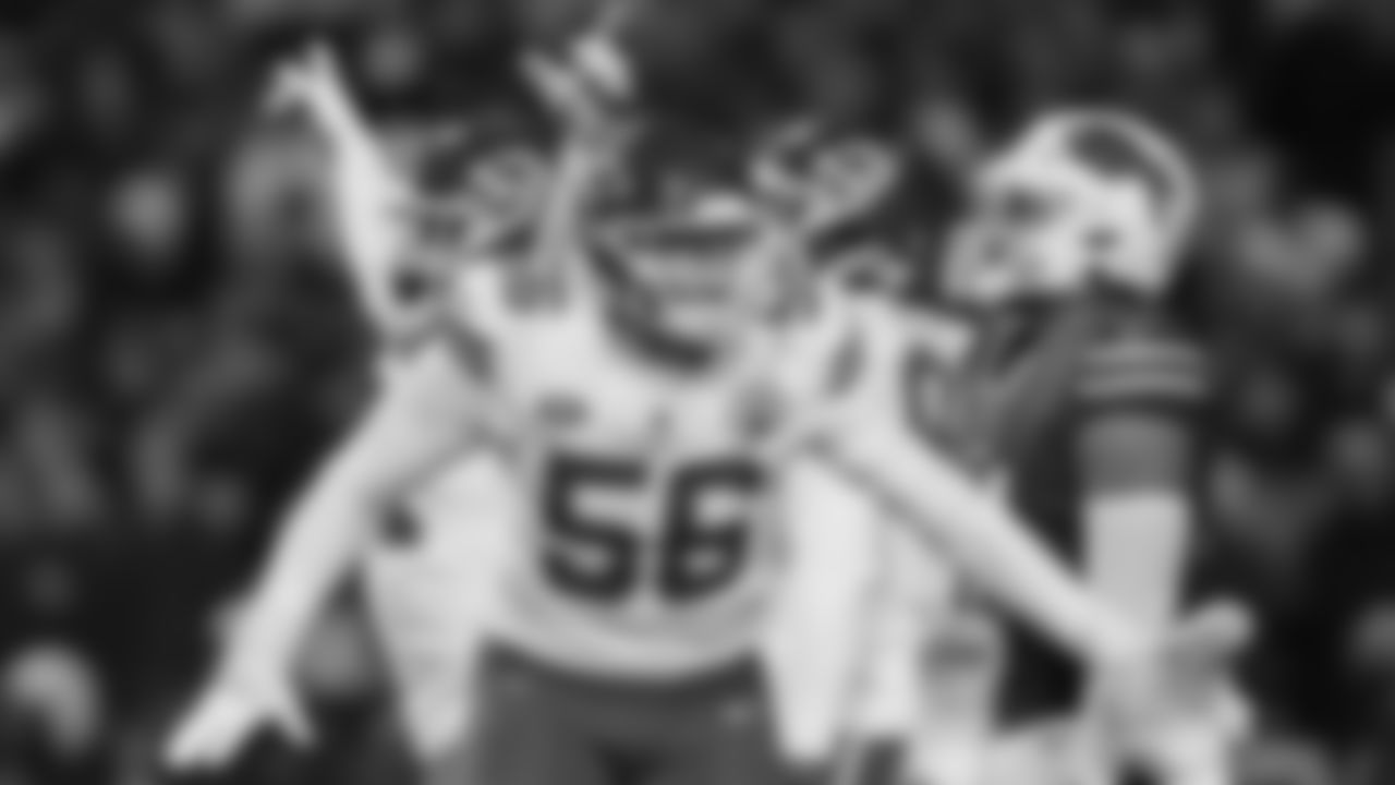 Kansas City Chiefs defensive end George Karlaftis (56) during the NFL Divisional Playoff football game against the Buffalo Bills, January 21, 2024 in Buffalo.