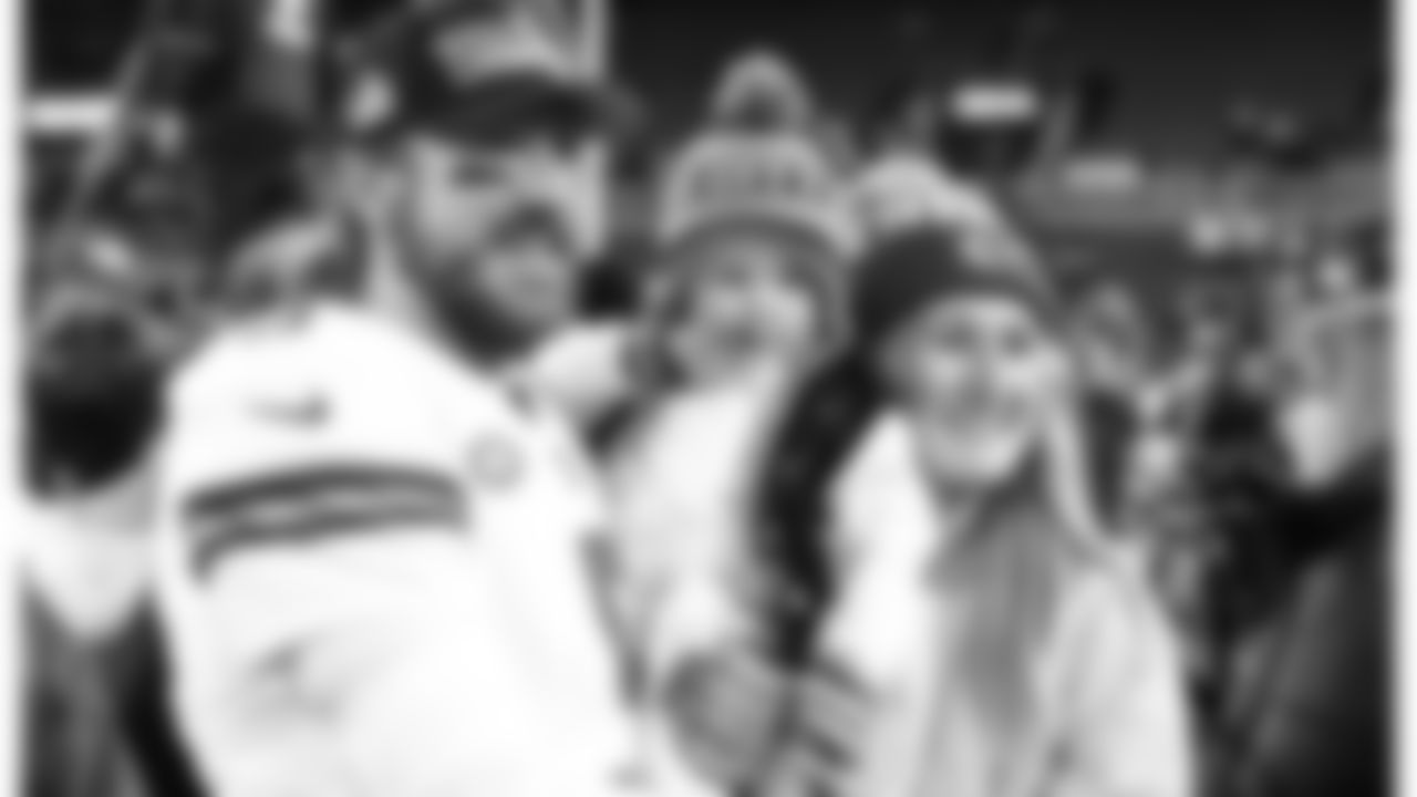 Kansas City Chiefs quarterback Blaine Gabbert (9) and family after the AFC Championship Game against the Baltimore Ravens on Sunday, January 28, 2024 in Baltimore.