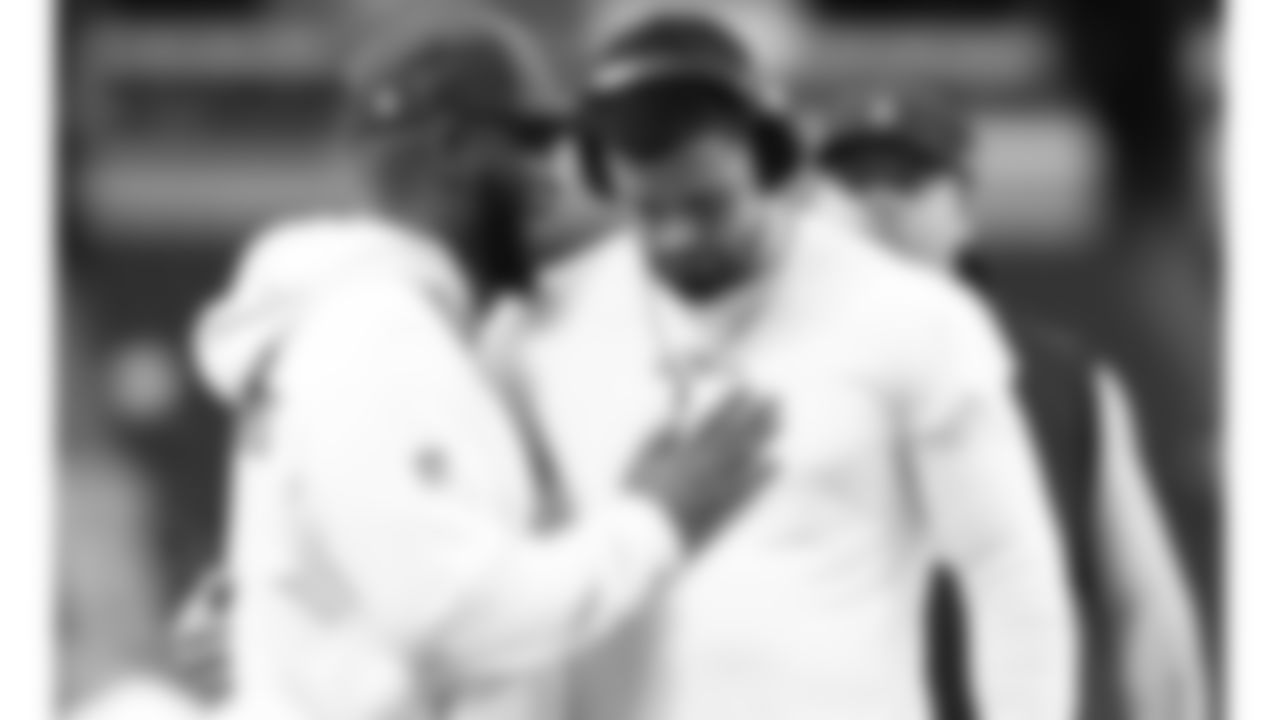 Kansas City Chiefs middle linebacker Drue Tranquill (23) prays with team chaplain Marcellus Casey prior to a week 18 game against the Las Vegas Raiders on Sunday, January 3, 2026.