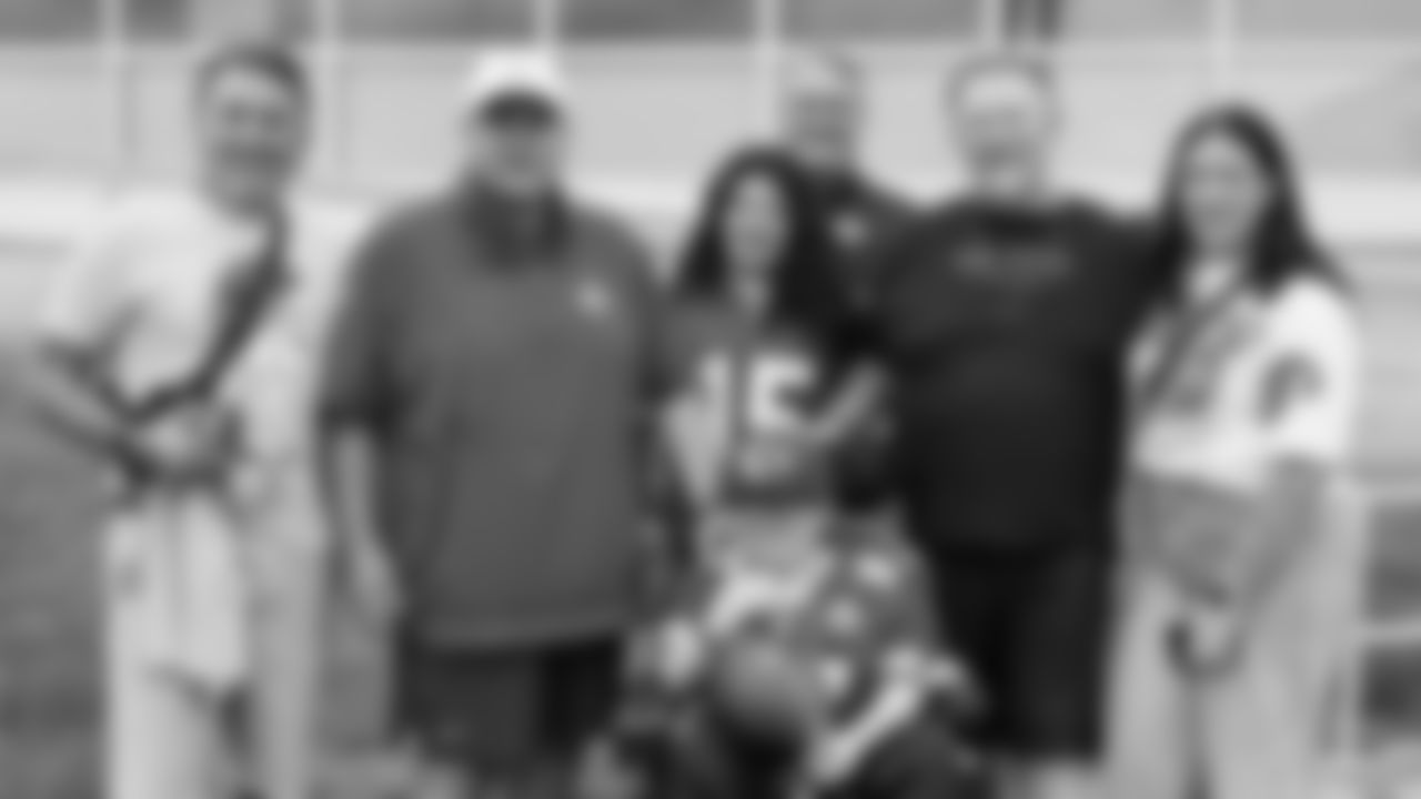 Josh "Turbo" Pham, a child battling an aggressive disease, visits practice during phase 3 of OTAs on Friday, June 13, 2025 in Kansas City, MO.