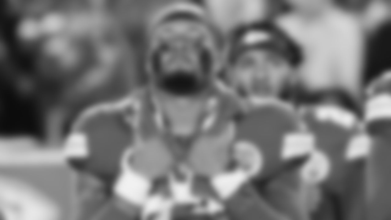 Kansas City Chiefs safety Bryan Cook (6) listens to the National Anthem prior to a week 8 NFL Football game against the Washington Commanders on Monday, October 27, 2025 in Kansas City, MO.
