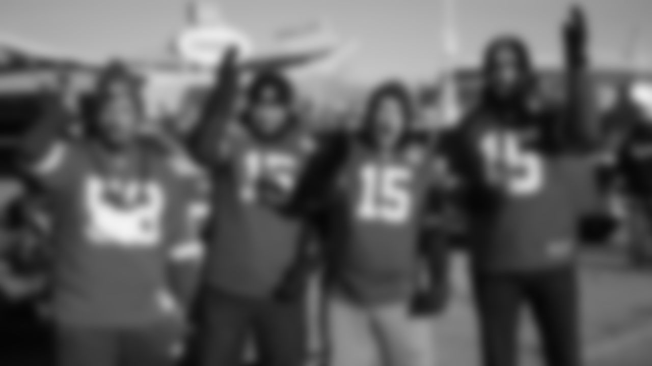 Kansas City Chiefs fans tailgate prior to a week 15 NFL football game against the Los Angeles Chargers, Sunday, December 14, 2025 in Kansas City, MO.