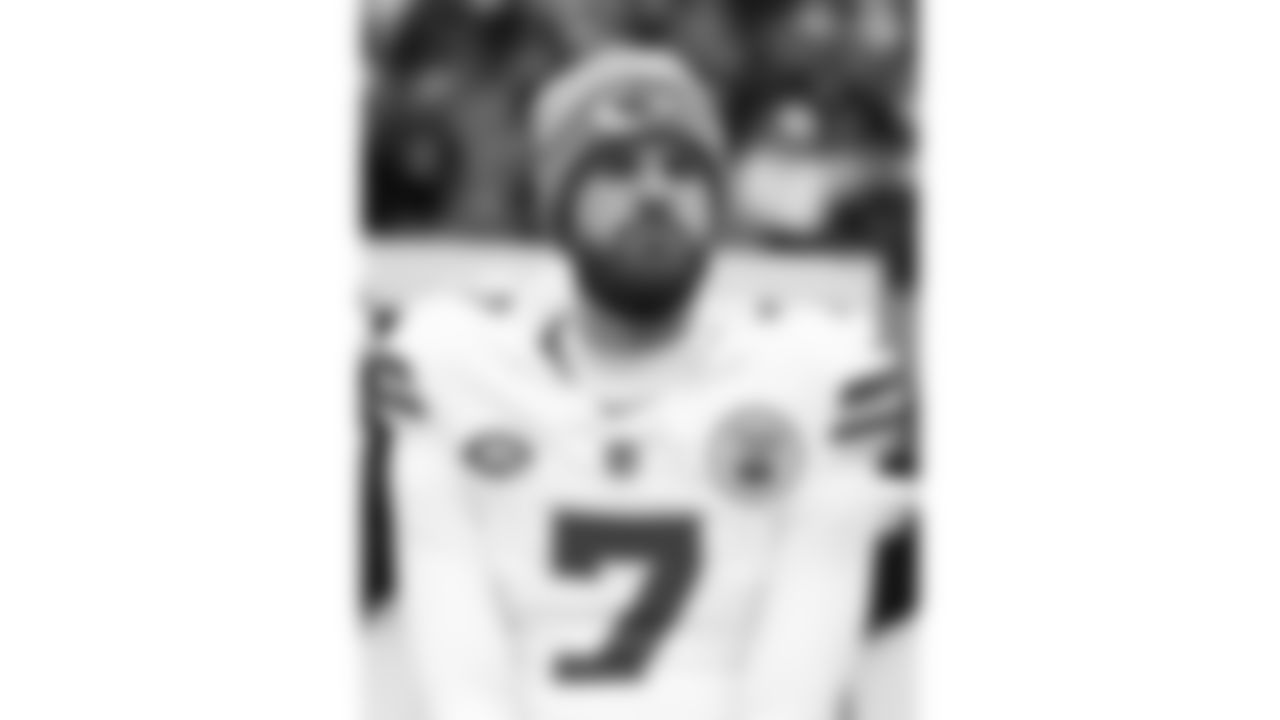 Kansas City Chiefs kicker Harrison Butker (7) prior to the regular season Week 15 NFL Football Game in Foxborough, MA on Sunday, December 17, 2023.