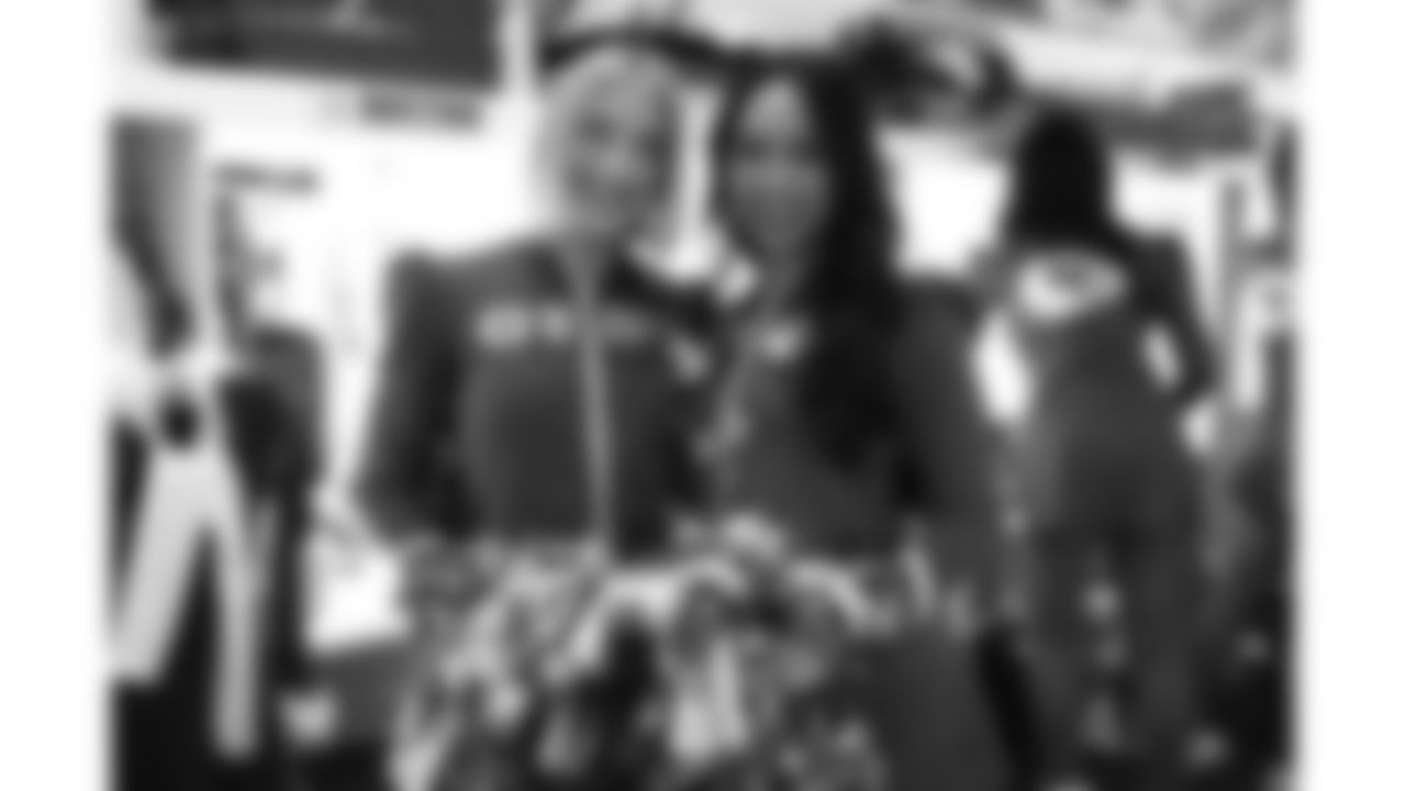 The Kansas City Chiefs Cheerleaders and Entertainment teams prior to a week 17 NFL Football game against the Denver Broncos on December 25, 2025 in Kansas City, MO.