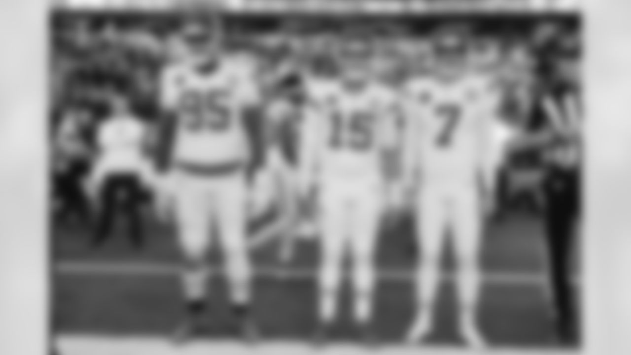 The captains prior to a week 13 NFL football game against the Dallas Cowboys on Thursday, November 27, 2025 in Arlington, TX.