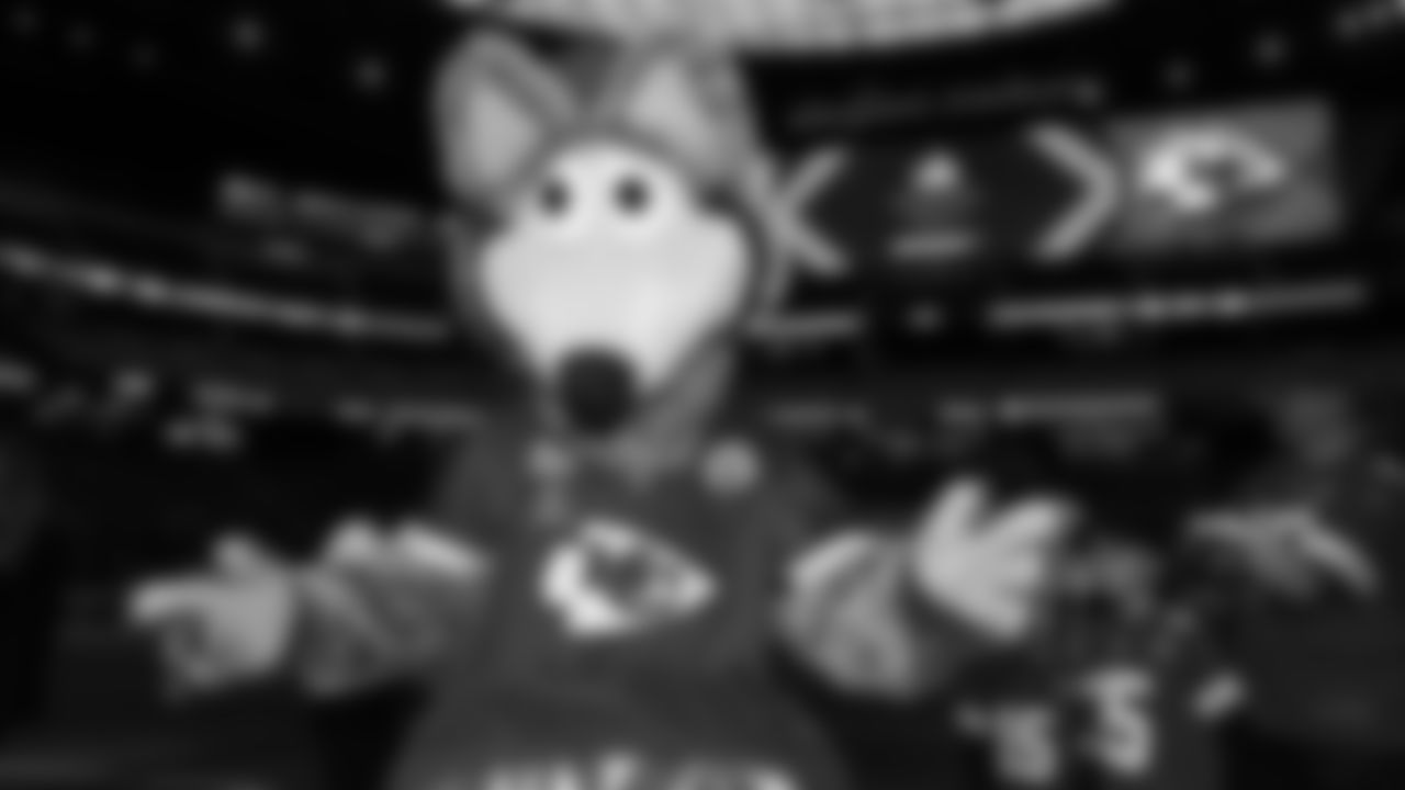 KC Wolf during Super Bowl LVIII Opening Night at Allegiant Stadium in Las Vegas, NV, on February 5, 2024.