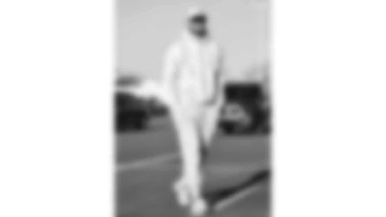 Kansas City Chiefs tight end Jared Wiley (12) arrives prior to an NFL week 15 matchup against the Los Angeles Chargers, Sunday December 14, 2025.