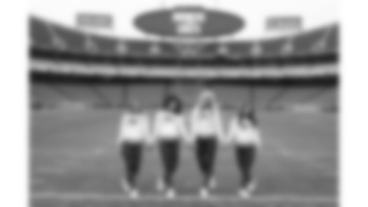 The Kansas City Chiefs Cheerleaders and Entertainment teams prior to a week 17 NFL Football game against the Denver Broncos on December 25, 2025 in Kansas City, MO.