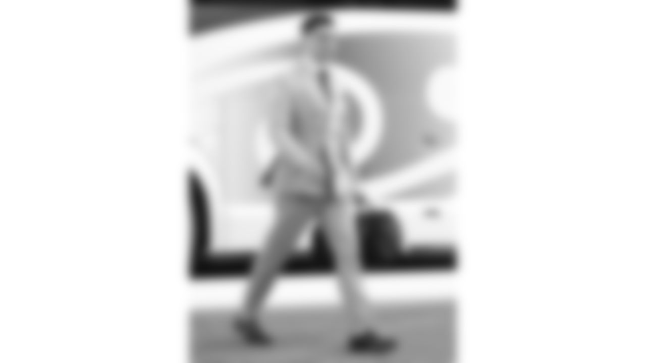 Kansas City Chiefs punter Matt Araiza (14) arrives prior to a week 9 NFL football game against the Buffalo Bills, Sunday, November 2, 2025 in Buffalo, NY