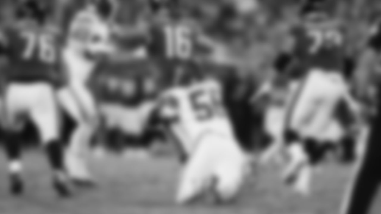 Kansas City Chiefs defensive end George Karlaftis (56) makes a tackle during a week 5 NFL football game against the Jacksonville Jaguars, Monday, October 6, 2025, in Jacksonville, FL.