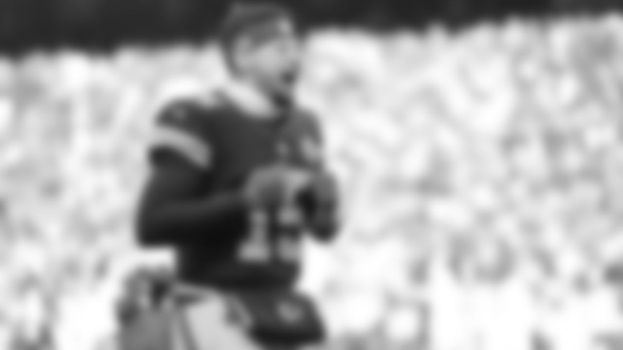 Kansas City Chiefs quarterback Patrick Mahomes (15) warms up prior to an NFL week 15 matchup against the Los Angeles Chargers, Sunday December 14, 2025.