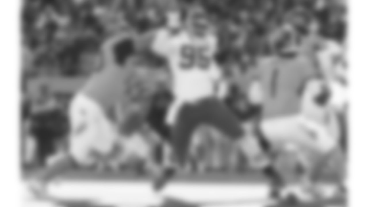 Kansas City Chiefs defensive tackle Chris Jones (95) rushes the offense during a week 16 NFL Football game against the Tennessee Titans on Sunday, December 21, 2025 in Nashville, Tennessee.