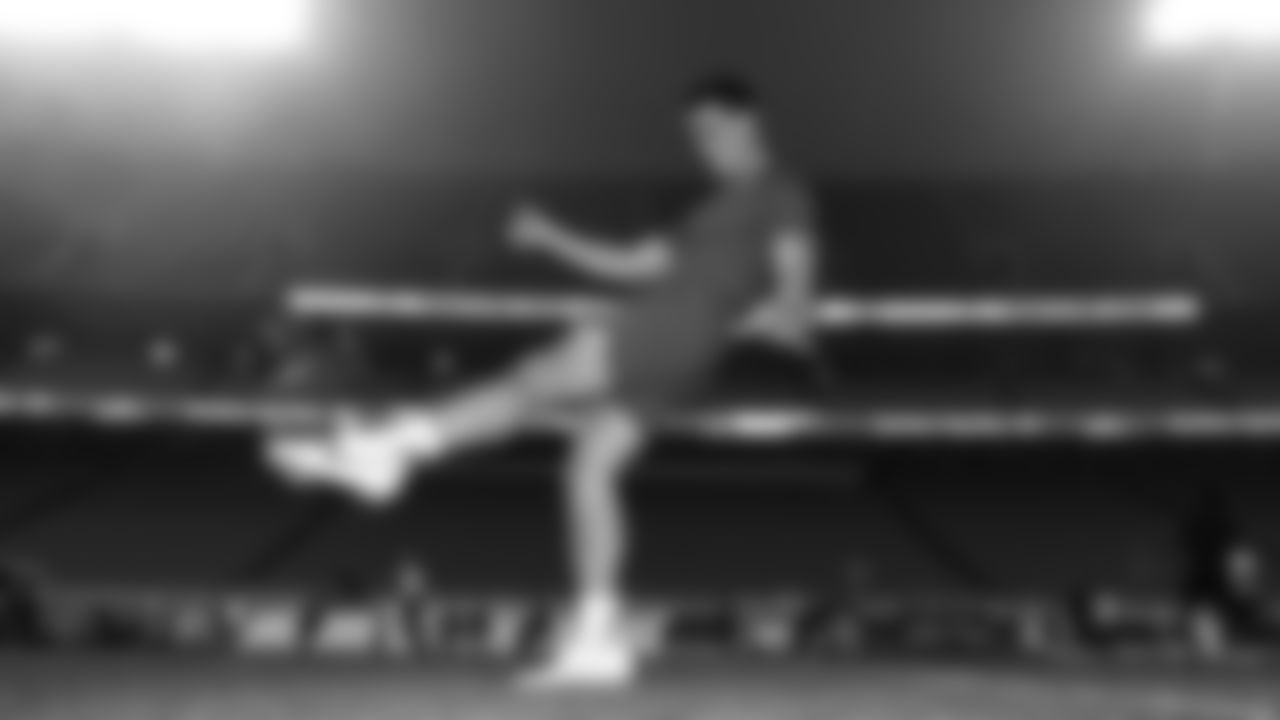 Kansas City Chiefs punter Matt Araiza (14) warms up prior to an NFL week 17 matchup against the Denver Broncos, Thursday, December 25, 2025.