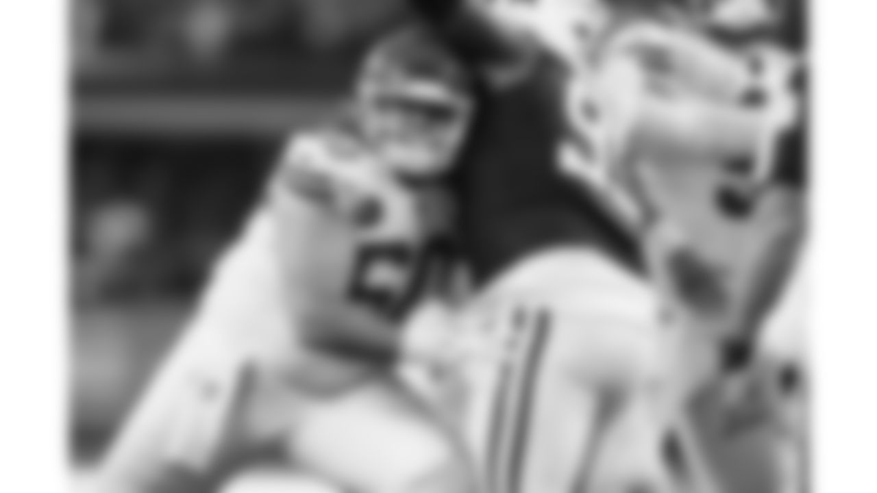 Kansas City Chiefs offensive lineman Hunter Nourzad (60) blocks a Cowboys defender during a week 13 NFL Football game against the Dallas Cowboys on Thursday, November 27, 2025 in Dallas, Texas.