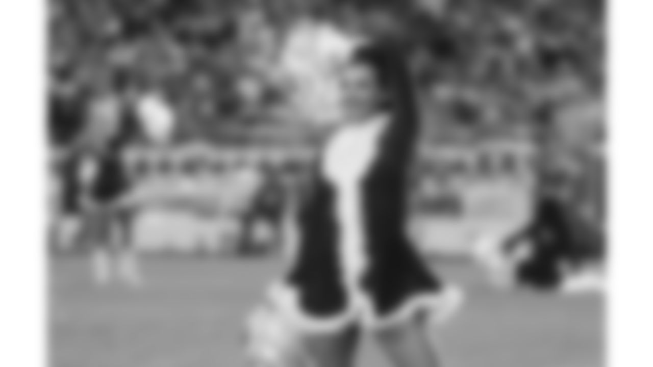 The Kansas City Chiefs Cheerleaders and Entertainment teams during a week 17 NFL Football game against the Denver Broncos on December 25, 2025 in Kansas City, MO.