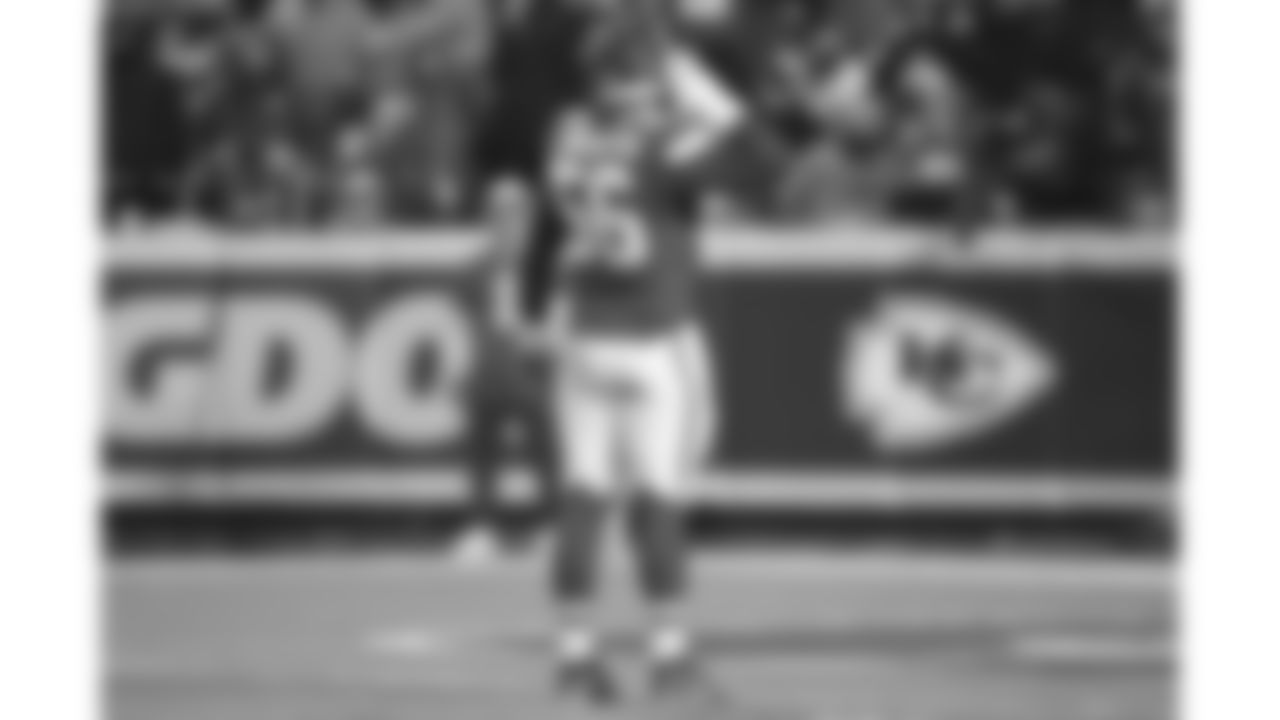 Kansas City Chiefs defensive end George Karlaftis (56) celebrates a sack during a week 14 NFL football game against the Houston Texans, Sunday, December 7, 2025 in Kansas City, MO.